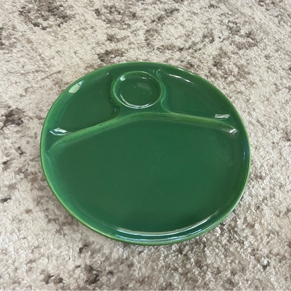 Vintage MCM California Pottery - Set of 3 Green Divided Plates - 10” - Picture 2 of 6